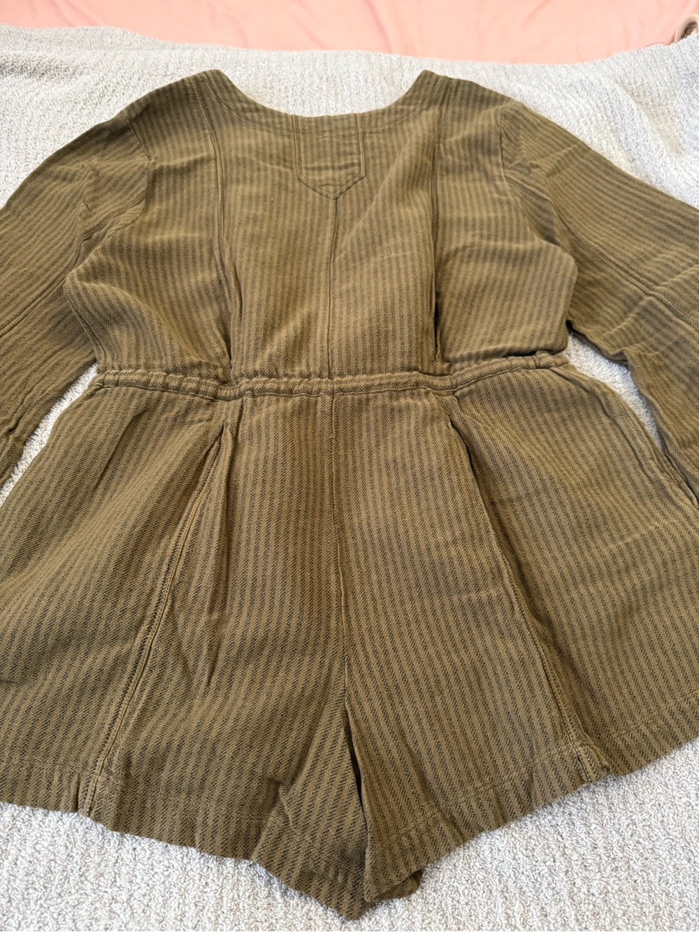 Free People Solstice Washed Shortall Romper Brown Viper L - Picture 9 of 9